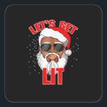 Let's Get Lit Drinking Santa Hat Christmas Lights  Square Sticker<br><div class="desc">Let's Get Lit Drinking Santa Hat Christmas Lights Funny: A funny Santa hat and lights design for holiday drinkers. Perfect for festive parties. Fun,  bold,  and seasonal.</div>