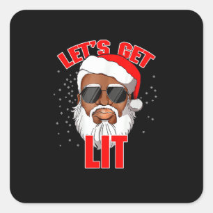 Let's Get Lit Drinking Santa Hat Christmas Lights  Square Sticker