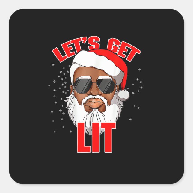 Let's Get Lit Drinking Santa Hat Christmas Lights  Square Sticker (Front)