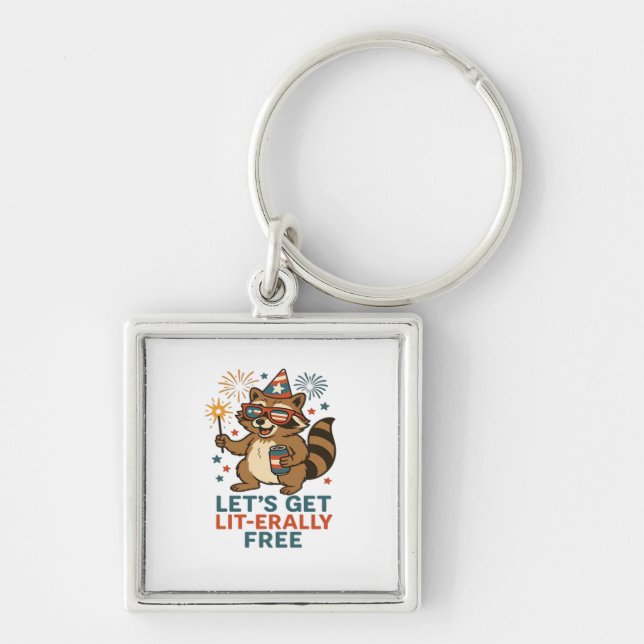 Let's Get Lit-erally Free Design - Fun Party Quote Keychain (Front)