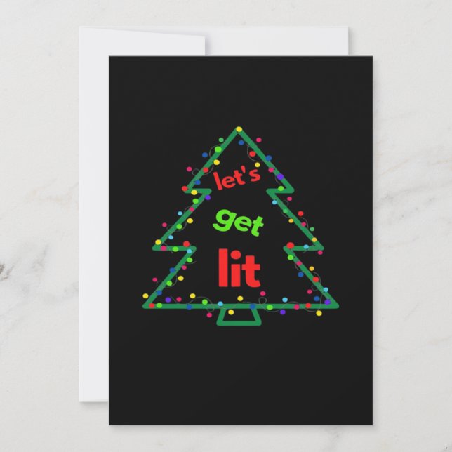 Let's Get Lit Essential Retro Style Holiday Card (Front)