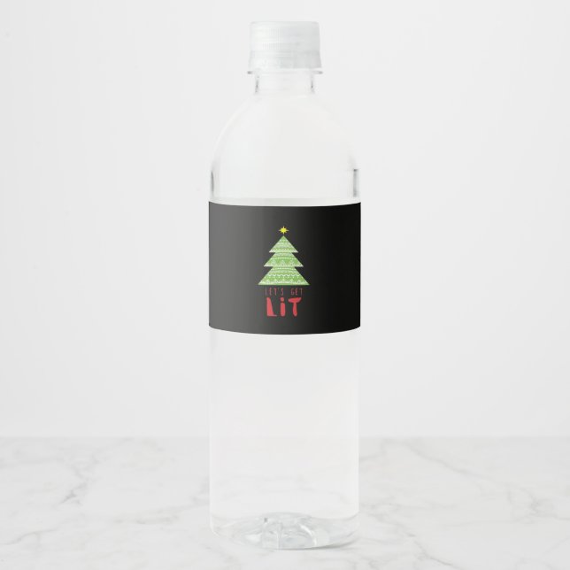 Let's Get Lit Essential Simple Graphic Water Bottle Label (Front)
