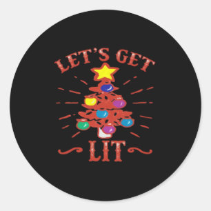 Let's Get Lit Essential Vintage Cool Classic Round Sticker