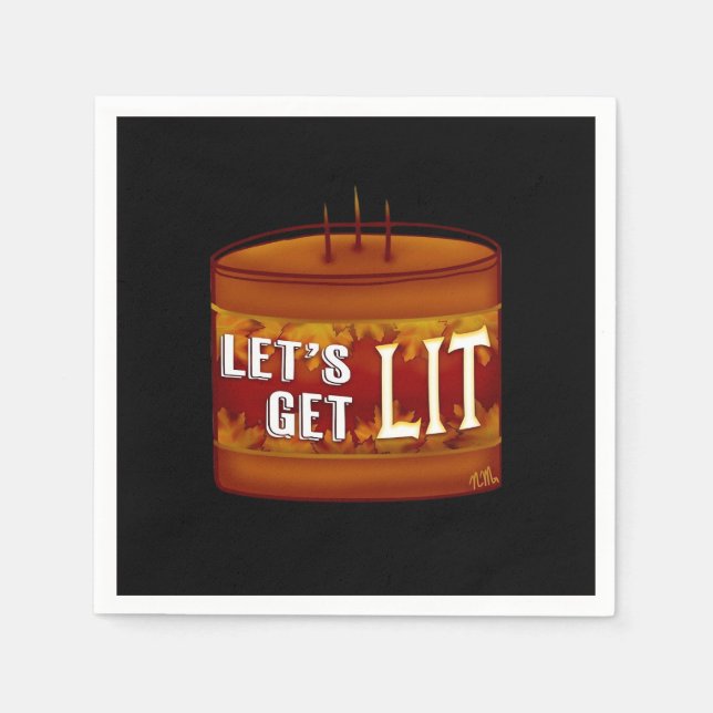 Let's Get Lit Fall Candle Classic Napkin (Front)