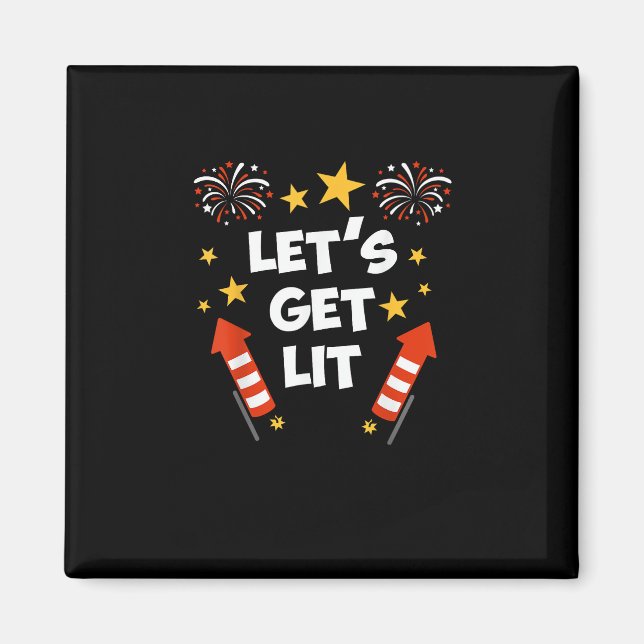 Let's Get Lit Fireworks English Teachers Get Lit Magnet (Front)