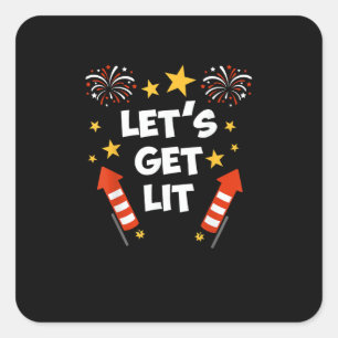 Let's Get Lit Fireworks English Teachers Get Lit Square Sticker