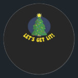 Let's Get Lit - Funny Christmas Classic Classic Round Sticker<br><div class="desc">Let's Get Lit - Funny Christmas Classic: A classic Christmas pun design celebrating humour and festive lights. Perfect for group gatherings. Fun,  witty,  and bold.</div>