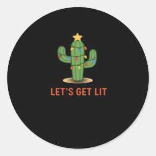 Let's Get Lit Funny Christmas Classic Classic Round Sticker