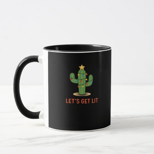 Let's Get Lit Funny Christmas Classic Mug (Left)