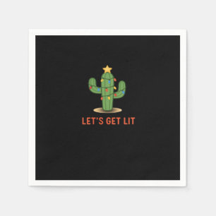 Let's Get Lit Funny Christmas Classic Napkin