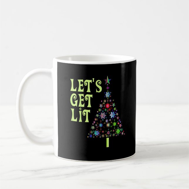 Let's Get Lit Funny Christmas Coffee Mug (Left)