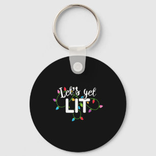 Lets Get Lit Funny Christmas Drinking Apparel Xma  Keychain