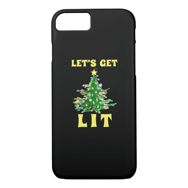 Let's Get Lit Funny Christmas Drinking Classic Case-Mate iPhone Case (Back)