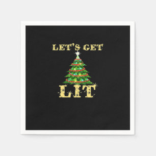 Let's Get Lit Funny Christmas Drinking Classic Napkin