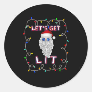 Let's Get Lit Funny Christmas Drinking Classic Round Sticker