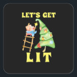 Let's Get Lit Funny Christmas Drinking Classic Square Sticker<br><div class="desc">Let's Get Lit Funny Christmas Drinking Classic: Another classic variation of the Christmas drinking pun. Perfect for humour fans. Festive,  bold,  and playful.</div>