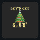 Let's Get Lit Funny Christmas Drinking Classic Square Sticker<br><div class="desc">Let's Get Lit Funny Christmas Drinking Classic: A humourous classic pun design for holiday drinkers. Perfect for parties. Fun,  witty,  and festive.</div>