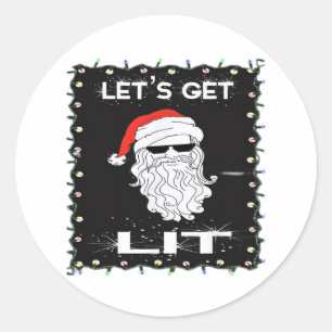 Let's Get Lit Funny Christmas Drinking Essential Classic Round Sticker