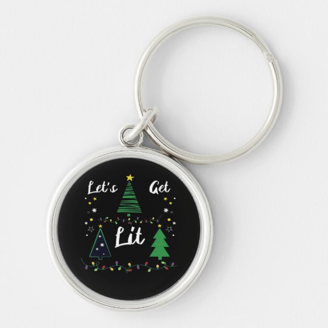 Let's Get Lit Funny Christmas Drinking Essential Keychain (Front)