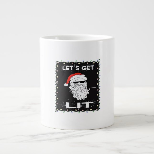 Let's Get Lit Funny Christmas Drinking Essential Large Coffee Mug (Front)