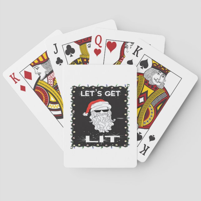 Let's Get Lit Funny Christmas Drinking Essential Playing Cards (Back)