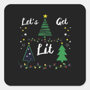 Let's Get Lit Funny Christmas Drinking Essential Square Sticker