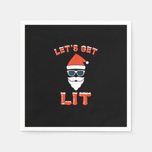 Let's Get Lit Funny Christmas Drinking Funny Napkin (Front)