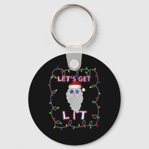 Let's Get Lit Funny Christmas Drinking Keychain