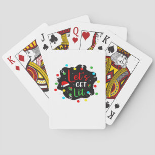 Let's Get Lit Funny Christmas Drinking Lights Sant Playing Cards