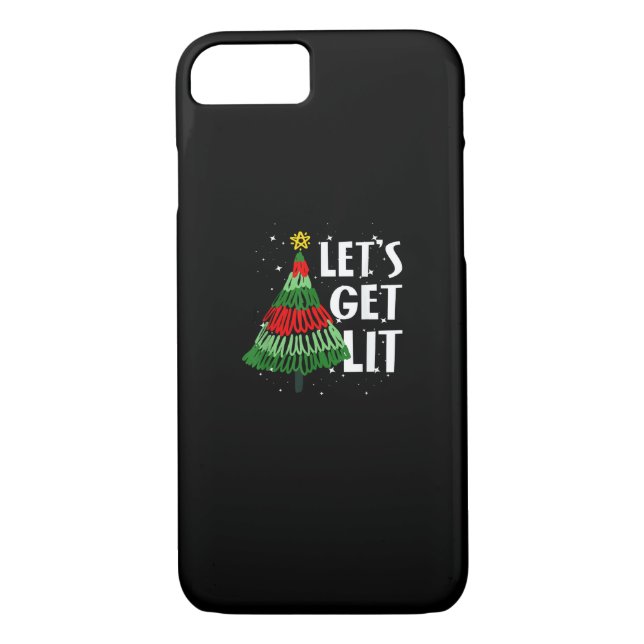Let's Get Lit Funny Christmas Drinking Men Women Case-Mate iPhone Case (Back)