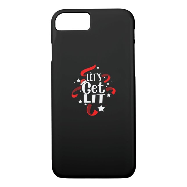 Let's Get Lit Funny Christmas Drinking Men Women Case-Mate iPhone Case (Back)