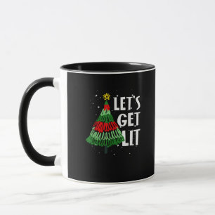 Let's Get Lit Funny Christmas Drinking Men Women Mug