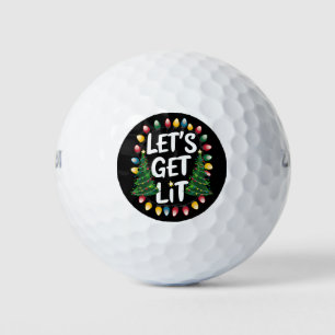 Let's Get Lit Funny Christmas Drinking Xmas Lights Golf Balls