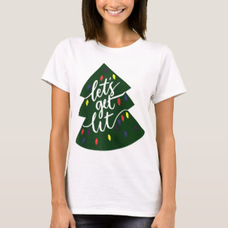Let's Get Lit Funny Christmas Drinking Xmas Lights T-Shirt