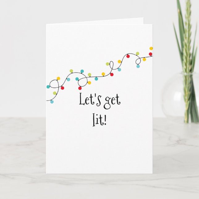 Let's Get Lit Funny  Christmas Holiday Card (Front)