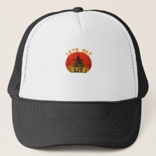 Let's Get Lit Funny Christmas Humour Quote Vintage Trucker Hat