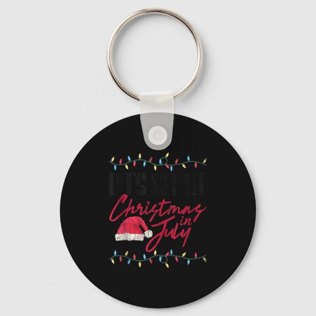 Let's Get Lit Funny Christmas In July Graphic Tank Keychain (Front)