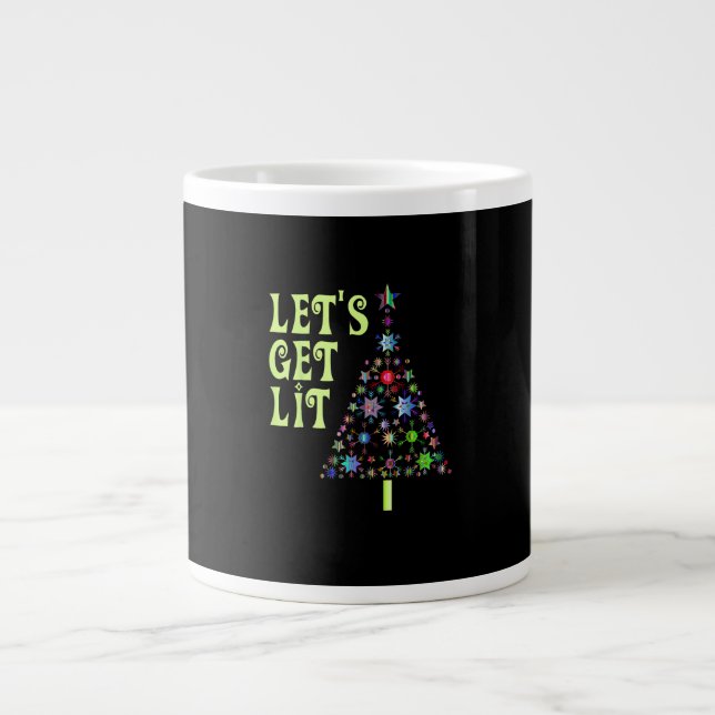 Let's Get Lit Funny Christmas Large Coffee Mug (Front)