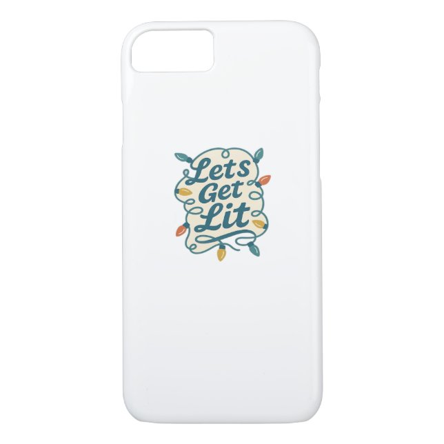 Let's Get Lit Funny Christmas Lights Holiday Party Case-Mate iPhone Case (Back)