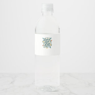 Let's Get Lit Funny Christmas Lights Holiday Party Water Bottle Label