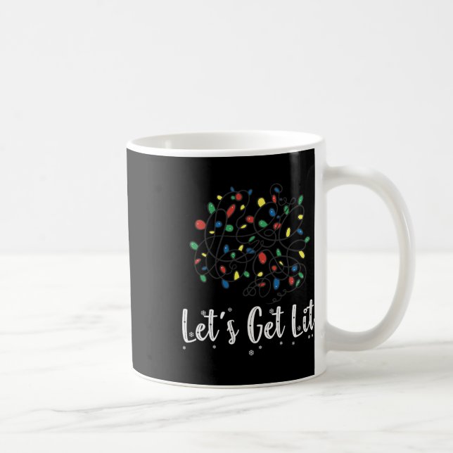 Let's Get Lit Funny Christmas Lights Pyjamas For F Coffee Mug (Right)