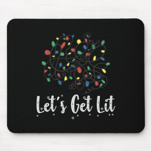 Let's Get Lit Funny Christmas Lights Pyjamas For F Mouse Pad