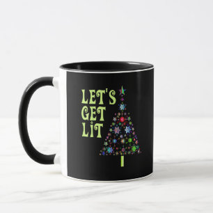 Let's Get Lit Funny Christmas Mug
