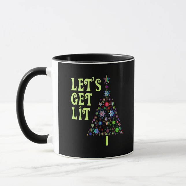 Let's Get Lit Funny Christmas Mug (Left)