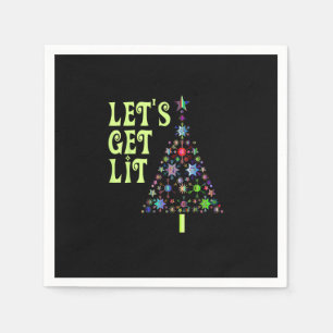 Let's Get Lit Funny Christmas Napkin