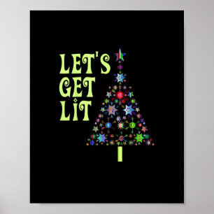 Let's Get Lit Funny Christmas Poster