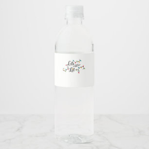Let's Get Lit Funny Christmas Pun Classic Water Bottle Label