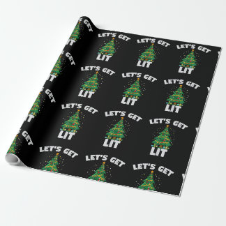 Let's Get Lit Funny Christmas Tree Lights For Fami Wrapping Paper