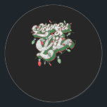 Let's Get Lit - Funny Drinking Christmas Light Gra Classic Round Sticker<br><div class="desc">Let's Get Lit - Funny Drinking Christmas Light Graphic: A humourous graphic celebrating Christmas drinks and lights. Perfect for parties. Bold,  witty,  and festive.</div>