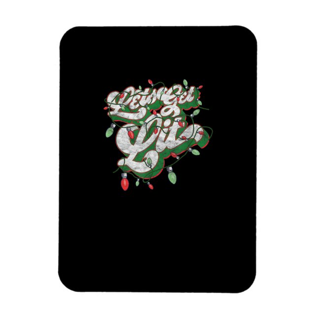 Let's Get Lit - Funny Drinking Christmas Light Gra Magnet (Vertical)